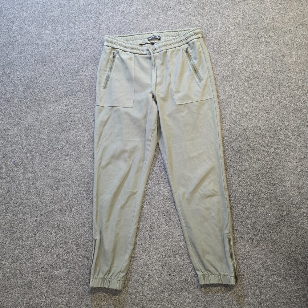 Athleta Pants Womens 8 Green Joggers Zippered Pockets Stretch High Rise Casual